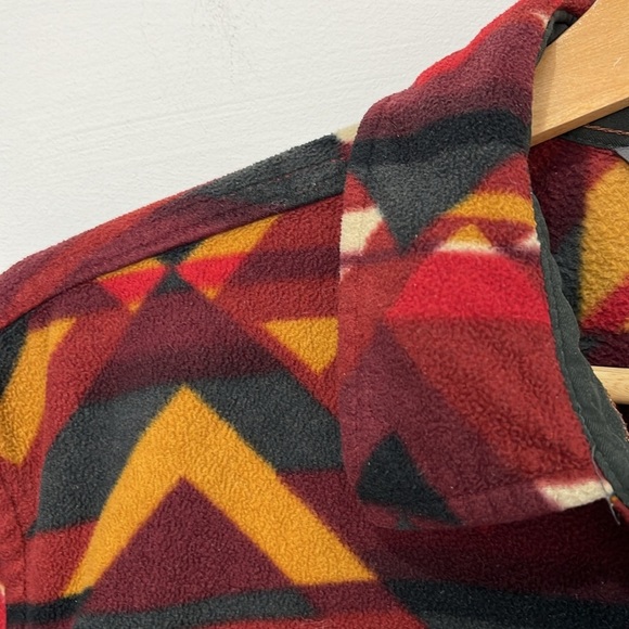 Eddie Bauer Aztec Print Button Up Fleece Shirt Men's Size M Hiking Outdoors Fall - Picture 3 of 14